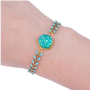 【送料無料】ブレスレット　アクセサリ―　ブレスレットブレスレットas fr34259 couleur or drusy charm bracelet vert menthe 1pc cuivre bracelets met