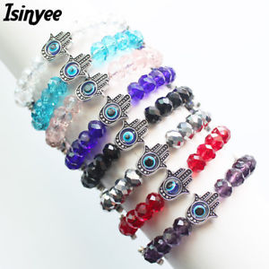 【送料無料】ブレスレット　アクセサリ―　デクリスタルas de34939 hamsa anhanger kristall elastic turkisch augen deauen zink legierung