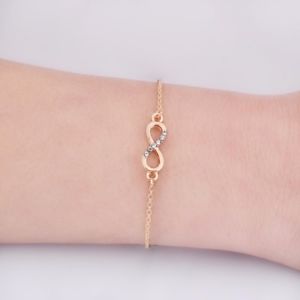 【送料無料】ブレスレット　アクセサリ―　デジルコンローズサインas de38002 zircon unendlichkeit sign rose farbe deauen edelstahl, kupfer metall