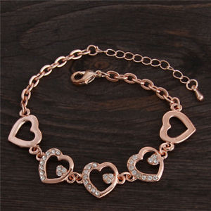 【送料無料】ブレスレット　アクセサリ―　ローズクリスタルブランスパークas fr36715 1pc couleur or rose cristal blanc sparking creux en alliage de zinc