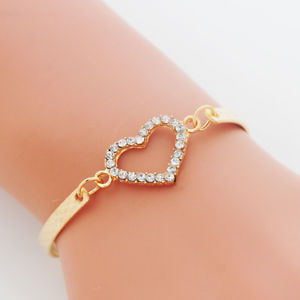 【送料無料】ブレスレット　アクセサリ―　フェンクリスタルハートチャームブレスレットレas fr33465 feng cz crystal heart charm bracelets pour les femmes en alliage de