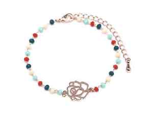 【送料無料】ブレスレット　アクセサリ―　ミニマルチカラーゴールドメタルビーズブレスレットbc2768fmini multicolor beads bracelet with flower charm openwork gold metal