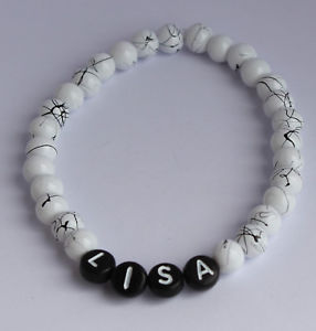 【送料無料】ブレスレット　アクセサリ―　ブレスレットビーズブレスレットリクエストホワイトハンドメイドbracelet beaded bracelet with request name personalised * white * handmade
