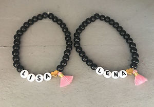 【送料無料】ブレスレット　アクセサリ―　ブレスレットビーズリクエストハートタッセルピンクゴールドブレスレットbracelet beaded bracelet with request name personalised * heart tassel * gold pink