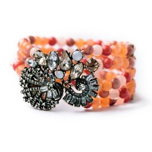 【送料無料】ブレスレット　アクセサリ―　ブレスレットビーズコーラルパールwomen bracelet beads coral pearl row original evening wedding gift ct2
