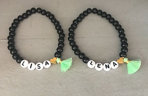 【送料無料】ブレスレット　アクセサリ―　ブレスレットビーズリクエストハートタッセルゴールドグリーンブレスレットbracelet beaded bracelet with request name personalised * heart tassel * gold green