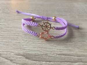 【送料無料】ブレスレット　アクセサリ―　ブレスレットステアリングホイールスターライラックハンドメイドdiy bracelet armkette * steering wheel and star * lilac rosegold handmade