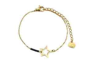 【送料無料】ブレスレット　アクセサリ―　ゴールデンスチールビーズチェーンブレスレット…bc2541ffine chain bracelet with hollow star charm golden steel and beads