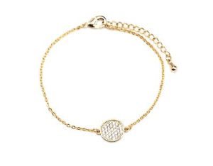 【送料無料】ブレスレット　アクセサリ―　ラインストーンbc2887fキングサリbc2887ffine golden chain bracelet with fine gold with gold rhinestone circle charm