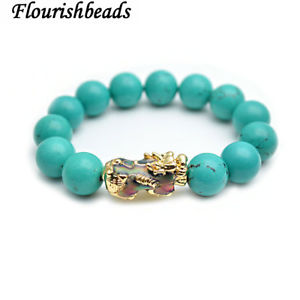 【送料無料】ブレスレット　アクセサリ―　ファッションターコイズラウンドビーズブレスレットfashion mans jewelry turquoise stone round beads money pixiu charm bracelet