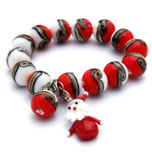 【送料無料】ブレスレット　アクセサリ―　ガラスビーズブレスレットサンタfestive glass beaded stretchy bracelet santa charm 13,075円