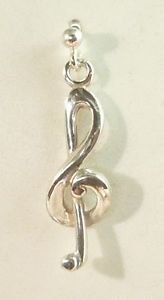 【送料無料】ブレスレット　アクセサリ―　イヤリングスターリングシルバーearring clef in sterling silver 925 treble clef