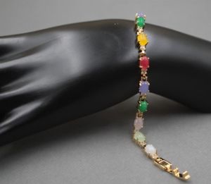 【送料無料】ブレスレット　アクセサリ―　カラフルヒータービーズリンクブレスレットインチsummer gift colorful heating jade oval bead with aolly link bracelet 708 inch
