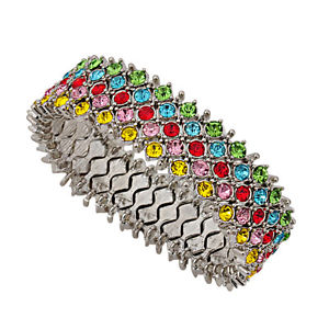 【送料無料】ブレスレット　アクセサリ―　ブレスレットマルチカラークリスタルグリーンレッドbracelet elastic multicolor crystal green red original ct2 wedding evening