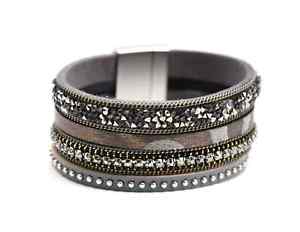 【送料無料】ブレスレット　アクセサリ―　カフブレスレットマルチローチェーンスタッドbc1249emagnetized cuff bracelet multirow chains rhinestones and studs bril