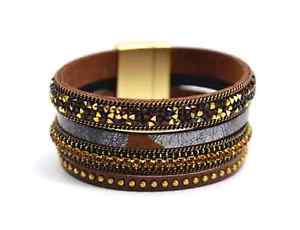 【送料無料】ブレスレット　アクセサリ―　カフブレスレットマルチローチェーンスタッドbc1250emagnetized cuff bracelet multirow chains rhinestones and studs bril