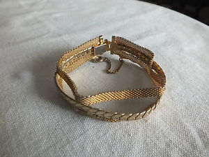 【送料無料】ブレスレット　アクセサリ―　クラスプブレスレットゴールドトーンストランドヘリンボーンメッシュbeautiful clasp bracelet gold tone 3 strand herringbone amp; mesh 58 x 7 14 lg