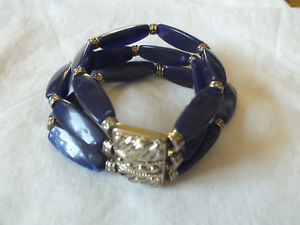 【送料無料】ブレスレット　アクセサリ―　ブレスレット31 14wbeautiful stretch bracelet sliver texture 3 strand marbled purple beads 1 14 w