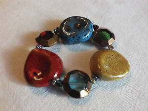 【送料無料】ブレスレット　アクセサリ―　ブレスレットターコイズトルコストレッチbeautiful stretch bracelet turquoise gold rust copper 1 38 wide chunky nice