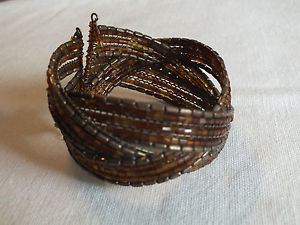 【送料無料】ブレスレット　アクセサリ―　カフラップブレスレットダークゴールドビーズワイドニースcollectible cuff wrap bracelet dark gold brass beads 1 38 wide nice