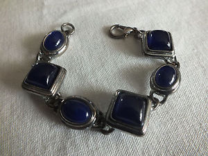 【送料無料】ブレスレット　アクセサリ―　カボション71478beautiful clasp bracelet silver tone blue cabochons 78 wide by 7 14 long