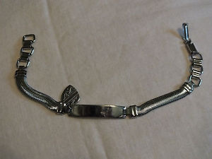 【送料無料】ブレスレット アクセサリ― リンクブレスレットシルバートーンブランクbeautiful link bracelet silver tone blank id dangling heart 7 12 by 38 cute