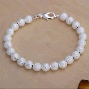 【送料無料】ブレスレット　アクセサリ―　セールガラスビーズスターリングシルバーブレスレットon frosted beads sterling silver bracelet