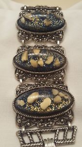 【送料無料】ブレスレット　アクセサリ―　アワビアクリルシルバーブレスレットabalone acrylic silver tone bracelet
