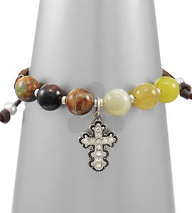 【送料無料】ブレスレット　アクセサリ―　ステロスブレスレットmultigolden stella beaded cross charm braceletmultidark brown