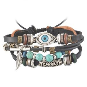 【送料無料】ブレスレット　アクセサリ―　mjartoriaトルココードmultiadjustamjartoria evil eye feather charm turquoise beads hemp cord multi strands adjusta