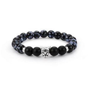 【送料無料】ブレスレット　アクセサリ―　mens beads bracelet leopard charm natural stone adjustable bracelets