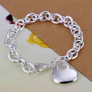 【送料無料】ブレスレット　アクセサリ―　925 チャームペンダントスターリングチェーンブレスレット925 sterling silver fashion jewelry chain bracelet with charm pendant heart