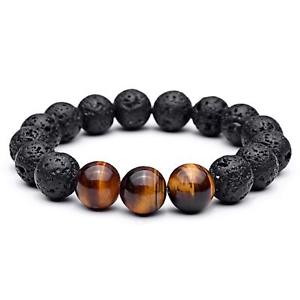 【送料無料】ブレスレット　アクセサリ―　メンズタイガーアイビーズブレスレットmens 12mm tigers eye stones carved with dragon natural beaded bracelets