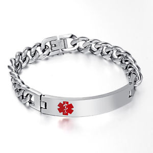 【送料無料】ブレスレット　アクセサリ―　ステンレススチールタグメンズブレスレット866 personalized engraving stainless steel medical alert id tag mens bracelet