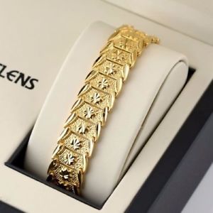 【送料無料】ブレスレット　アクセサリ―　イエローゴールドブレスレットチェーンウォッチジュエリークール18k yellow gold filled men bracelet 815mm flower on watch chain gf jewelry cool