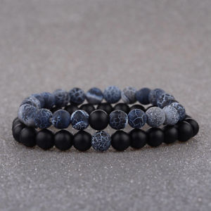 【送料無料】ブレスレット　アクセサリ―　オニキスブレスレットストランドビーズビードweathered onyx stone bracelet friendship strand beaded hidden safety lovers bead