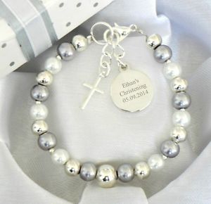 【送料無料】ブレスレット　アクセサリ―　パーソナライズブレスレットboys girls personalised christening first holy communion bracelet engraved charm