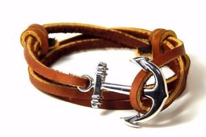 【送料無料】ブレスレット　アクセサリ―　アンカーブレスレットファッションハンドメイドアメリカanchor bracelet nautical leather men women fashion adjustable hand made usa