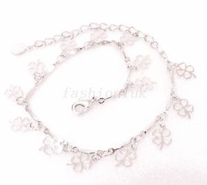 【送料無料】ブレスレット　アクセサリ―　186cmホワイトゴールドchristmasクローバ women 186cm white gold plated birthday christmas flower clover