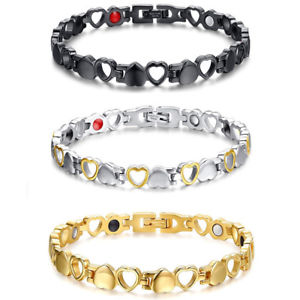 【送料無料】ブレスレット アクセサリ― 7mmステンレスエネルギーゲルマニウムチェーンブレスレットcute 7mm women stainless steel energy magnetic germanium heart chain bracelet