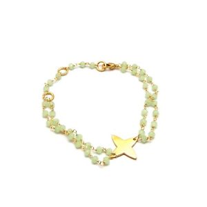 【送料無料】ブレスレット　アクセサリ―　handmade green chalcedony gemstone beaded22kyellow gold plated braceletshandmade green chalcedony gemstone beaded 22k yell