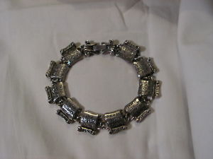 【送料無料】ブレスレット アクセサリ― シルバートーンスクロールデザインパネルブレスレット……silver tone 10commandments scroll design panels bracelet