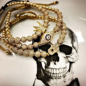 【送料無料】ブレスレット　アクセサリ―　メンズローズゴールドビーズマクラメアジャスタブルブレスレットluxury mens rose gold hamsa evil eye beads braiding macrame adjustable bracelets