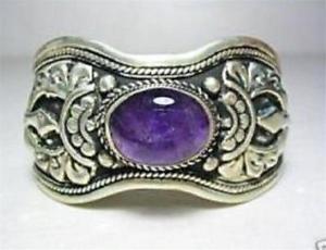 【送料無料】ブレスレット　アクセサリ―　チベットシルバーアメジストカフスブレスレット75exquisite tibet silver amethyst cuff bracelet 75