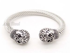【送料無料】ブレスレット アクセサリ― ジョーカースカルステンレススチールケーブルカフブレスレットjoker skull 316l stainless steel cable cuff bracelet