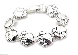 【送料無料】ブレスレット アクセサリ― ブレスレット dog paw charm bracelet silver plated magnetic foldover women