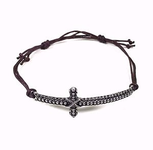 【送料無料】ブレスレット　アクセサリ―　jess pulsera cruz ajuste regulable cordn jesucristo cuero 1sz