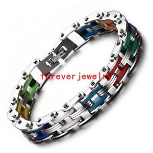 【送料無料】ブレスレット　アクセサリ―　ステンレススチールチェーンファッションシリコンブレスレット×mutilcolor stainless steel chain fashion silicone men women bracelet 811*10mm