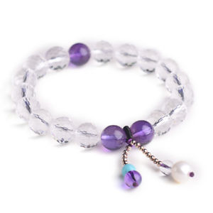 【貨物輸送無料】腕輪 添え物― イーストクリスタルラウンドビーズブレスレット10粍 natural east sea white transparent crystal round beads bracelet aaa