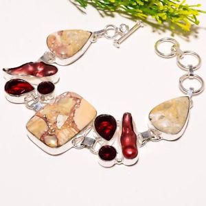 【送料無料】ブレスレット　アクセサリ―　ガーネットブレスレットbrecciated mookaite garnet gemstone fashion jewelry bracelet sb1727